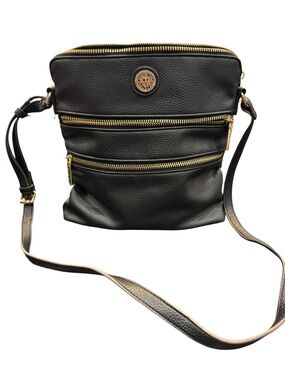 Anne Klein Black Pebbled Leather Handbag